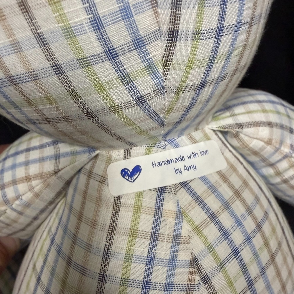 20" Handmade Teddy Bear Upcycled from Faconnable Dress Shirt | One-of-a-Kind | - Picture 5 of 6